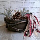 Rustic Bowl Handmade Primitive Bowl Pine Cone Arrangement Woodland Cabin Decor 6 small