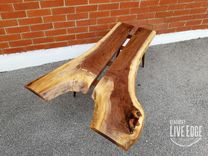 Walnut Live Edge Coffee Table- Mid Century- Tapered Legs- Organic- Modern- Rustic- Reclaimed 1 small