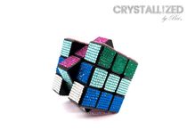 Crystallized Rubik's Cube Bling Genuine European Crystals Bedazzled Game 4 small