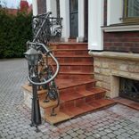 Forged Custom Metal Outdoor Railing Flower Pattern With Two Lamps. 5 small