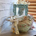 Pink And Green Shabby Chic Decor Rose Basket 4 small
