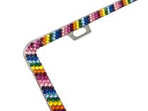 Rainbow Stripe European Crystal Bling License Plate Frame Bedazzled Crystallized Car Pride Lgbt 1 small