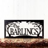 Personalized Rectangular Metal Family Name Sign with Cherry Trees 1 small
