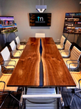 Book-Matched Black Walnut, Resin, And Steel Conference Table 4 small