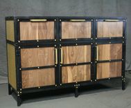 Walnut Sideboard. Industrial With Brass Accents. Wood Buffet With Drawers. Custom Credenza. 1 small