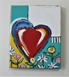 Original Acrylic Hear Painting, 8" X 10" 2 small