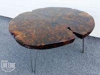 Large Live Edge Coffee Table- Round- Walnut- Burl- Big Coffee Table- Circular- Dark Wood 3 small