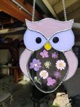 Stained Glass Owl With Flowers 1 small