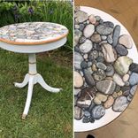 Available: Pedestal Table Painted With Trompe L'Oeil Stones And Pebbles 1 small