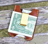 Handmade Leather Minimalist Wallet Minus Wickett And Craig Buck Brown Harness Money Clip 2 small