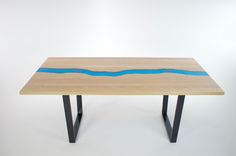 Resin River Table. White Oak And Turquoise Resin 1 small