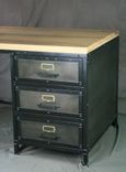 Industrial Desk W/ Drawers. Wood & Steel Reception Desk. Vintage Industrial Desk. Office Furniture. 3 small