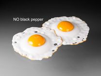 Hand Blown Glass Sunny-Side-Up Fried Egg, Attached Pair 1 small