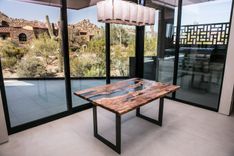 Spalted Maple Burl Live Edge With Clear Smoke Resin Modern 40x75" Dining Table 3 small