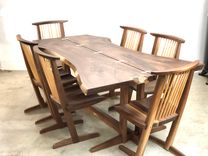 Modern Walnut Dining Table With Metal Inlay 1 small