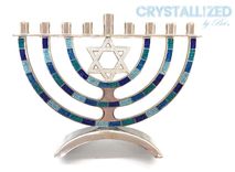 Crystallized Menorah Hanukkah Jewish Bling Holiday Decor Genuine European Crystals Bedazzled 4 small