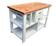 Rustic Shabby Chic Farmhouse Kitchen Island W/ Wine Rack 1 small