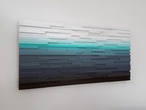 Abstract Ocean Landscape, Modern Wood Wall Art, Blue Home Decor 4 small