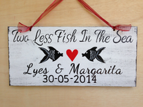 Two Less Fish In The Sea Wedding Name Sign 1 small