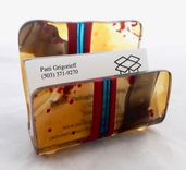 Fused Glass Business Card Holder - Topaz 2 small