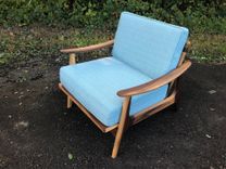 Mid Century Modern Upholstered Chair In Walnut 5 small