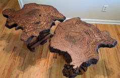 Rare Chestnut Root Burl And Sapele Custom Made Side Tables Modern Rustic Chic 6 small