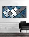 Blue Grid 48x24 - Abstract Painting, Wood Art, Metal Art, Modern Decor, Modern Art, Large Art 1 small