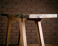 Live Edge Entry Table, Hall Table, Wall Table With Shelf, Hackberry Live Edge, White Oak 2 small