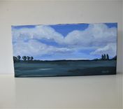 Original Impressionist Acrylic Landscape Art Canvas, 12" X 1 1/2" X 6" 3 small