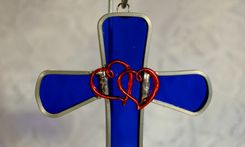Red Heart Cross Suncatcher 2 small