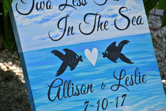 Two Less Fish In The Sea Signage, Beach Wedding Decor Name Sign 5 small