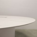 Round Shape Custom Conference Table, Engineered Stone Top - Aurora Meeting Table 6 small