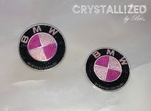 Pink Bmw Emblem With Genuine European Crystals Crystallized Roundel Car Emblem Bling Bedazzled 1 small