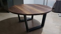 Round Walnut Top With Metal Base Coffee Table 1 small
