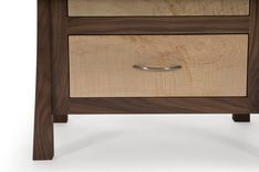Walnut Nightstand With Two Drawers, Laptop Space, Maple Inset Panels, Curved Inlays 6 small