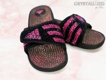 Custom Crystallized Adidas Slides Flip Flops Flats Shoes Summer Bling European Crystals Bedazzled 3 small