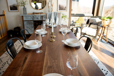 Walnut Dining Table, Modern Wood Kitchen Table With Metal Legs, Rustic Dining, Industrial Dining 4 small