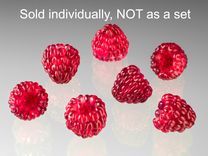 One Realistic Glass Red Raspberry Sculpture, Hand Blown and Life-Sized 4 small