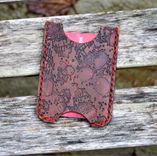 Handmade Leather Minimalist Wallet Minus Brown Red Zombie Skulls 5 small