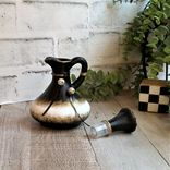 Vintage Decanter Black Gold And White Decor Small Glass Hand Painted Bottle Art 2 small