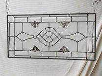 Beveled Stained Glass Panel, Traditional Clear Textured Transom 4 small