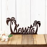 Personalized Metal House Name Plaque with Tropical Palm Trees 1 small
