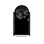 Decorative Sunrise Steel Gate - Metal Art - Sunrise Mountain - Scenic Steel Art - Garden Gate 3 small