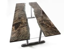 Ebonized Maple Glass River Live Edge Modern Dining Table 2 small