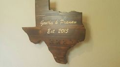 Custom Engraved Stained Pine Wood Texas Sign With Key Hooks 3 small
