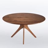 Round Walnut Table, Mid Century Modern Dining Table, Solid Walnut Wood, 3 small