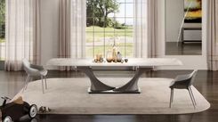 Archimede 72 Allungabile by Reflex - Extendable dining table with leather-covered legs 4 small