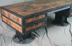 Vintage Industrial Wooden Desk With Drawers - Reclaimed Wood Desk - Urban Style Desk 5 small