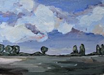 Original Acrylic Impressionist Landscape Painting, 7" X 5" 3 small