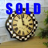 Courtly Clock Black And White Checked Kitchen Clock Buffalo Checked Wall Clock 1 small